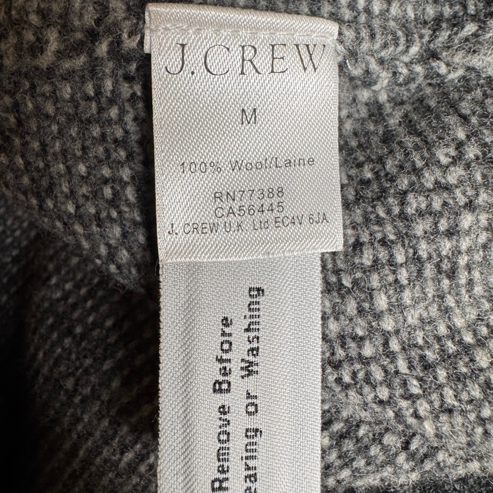 J.Crew 100% Wool Sweater Mens Medium Gray Crewneck Knit Pullover - Picture 4 of 4